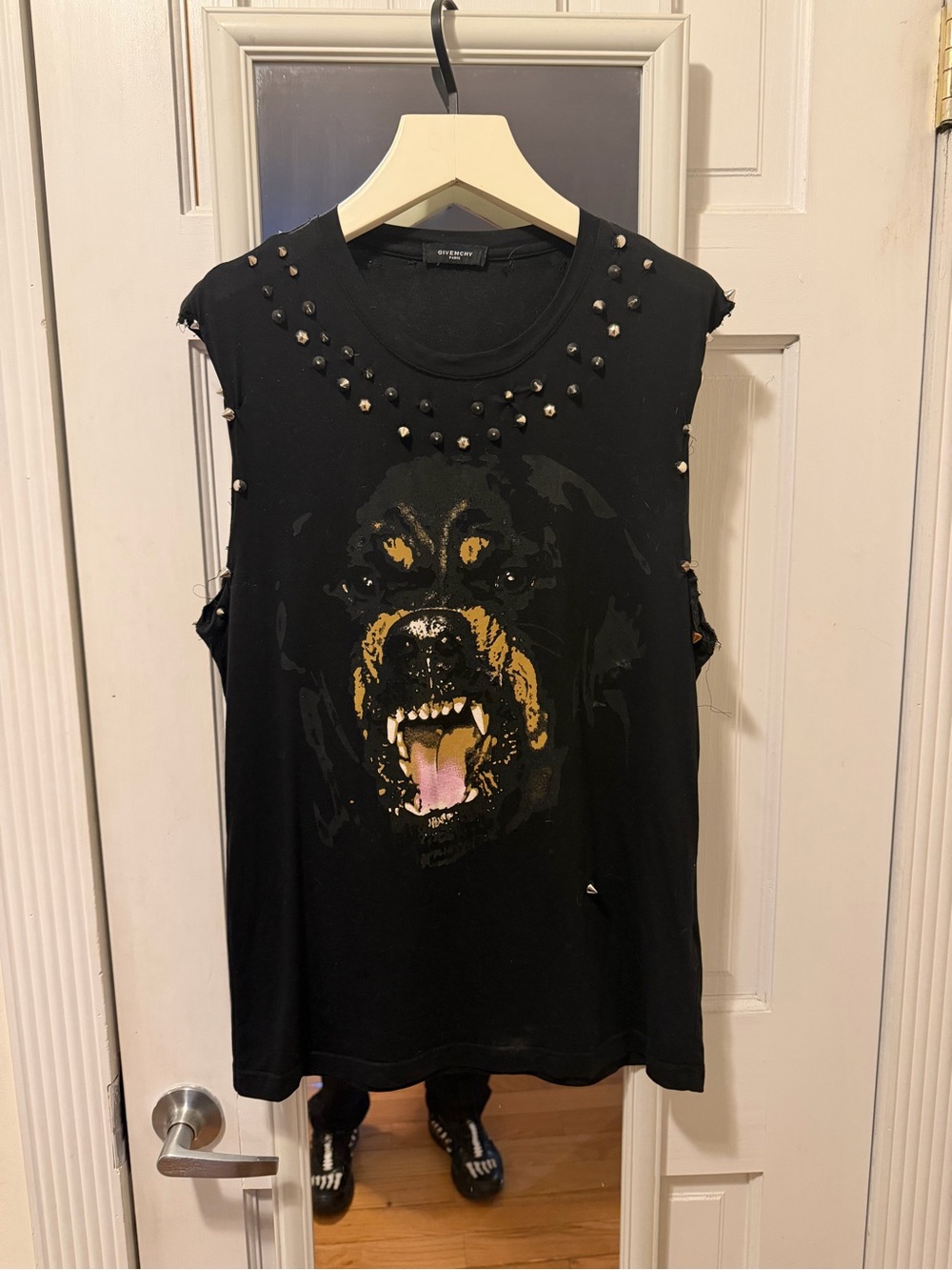 Black Crewneck muscle tee with Stud Accents